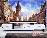 无缝大型壁画餐厅客厅卧室电视背景墙壁纸欧式威尼斯建筑街景油画