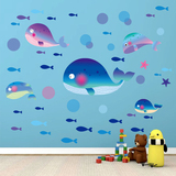 墙贴纸卧室儿童房间浴室卫生间瓷砖玻璃贴画墙壁装饰鲸鱼海洋动物