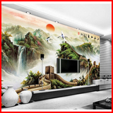中式3D壁画墙布墙纸 客厅电视背景墙壁纸无纺布 万里长城风景国画
