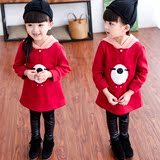 女童2015冬装新款连帽抓绒卫衣韩版宝宝儿童中长款加厚外套上衣潮