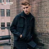 viishow2016春季新款夹克 韩版纯棉夹克衫 短款黑色夹克外套男潮