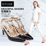 D：Fuse/迪芙斯2016新款羊皮铆钉小白鞋带欧美女鞋DF61113020