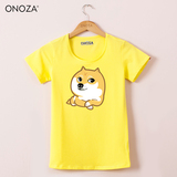 ONOZA2016夏季韩版圆领短袖T恤女 卡通狗狗dog印花学生修身体恤