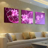 现代装饰画客厅壁画卧室床头挂画餐厅画三联无框画紫色花卉