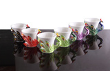 3D手绘陶瓷创意孔雀骨瓷咖啡杯碟勺情人节对杯子欧式茶杯套装水杯