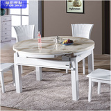 餐桌椅组合跳台小户型餐桌圆形实木餐桌可伸缩大理石升降折叠餐桌