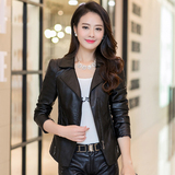 2016春装新款韩版修身皮衣外套短款黑色大码机车pu皮衣女装皮夹克
