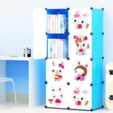 儿童简易书柜塑料自由组合书架置物架 组装实木收纳储物柜子带门