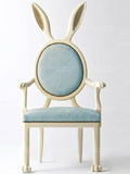 美式风格布艺餐椅 欧式简约风格实木单人沙发椅 兔耳朵扶手椅定制