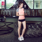 纽嘉16韩版夏新品瑜伽服两件套女紧身运动健身弹力跑步衣服健身服