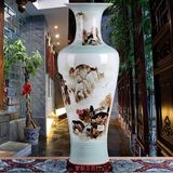 景德镇陶瓷器花瓶手绘墨彩山水画1米落地现代客厅家居大号摆件