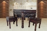 中式实木红木古典家具非洲黑檀木正方形灵芝餐桌台八仙桌八仙台