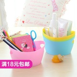 日式磨砂塑料办公桌面收纳盒 化妆品整理盒厨房浴室杂物物置放篮