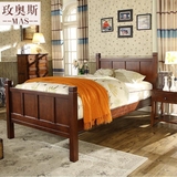 美式乡村实木儿童床单人床1.2米欧式床卧室实木床男孩女孩深色床