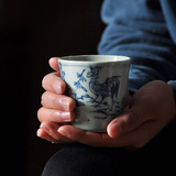 景德镇青花瓷器仿古茶具茶杯待客水杯陶瓷手握杯子红茶杯绿茶杯