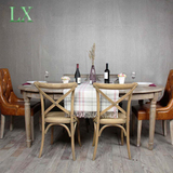 正品外贸美式乡村橡木实木可伸缩  椭圆 可拆装客厅餐桌
