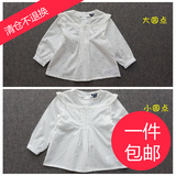 儿童娃娃衫 夏季童装法单女童宝宝纯棉白色圆点长袖衬衫衬衣上衣