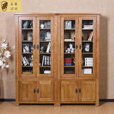 实木书柜书架展示柜特级白橡木四门大储物空间大气欧式书房家具