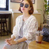 韩国东大门代购夏季新款防晒衣蕾丝镂空纯色韩版女士防晒针织开衫