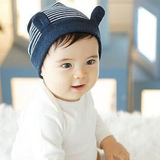 婴儿帽子韩版秋冬季宝宝纯棉套头帽男女儿童小猫耳朵加厚保暖帽子