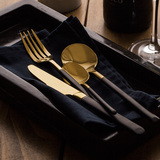 创意工场 高档西餐餐具刀叉勺金色三件套牛排刀咖啡勺果叉