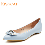 kisscat接吻猫2016年新休闲平底单鞋金属舒适平跟女鞋KA76121-55