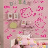 创意hello kitty猫蝴蝶结卧室床头温馨儿童房浪漫背景墙装饰墙贴