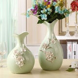 欧式陶瓷小花瓶绿色摆件简约现代插花器客厅创意家居工艺品装饰品