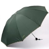 绿色天堂伞男女超大三折晴雨伞折叠商务伞加固纳米拒水一甩干太阳
