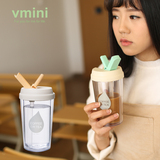 vmini吸管杯水杯塑料成人杯子随手带盖创意学生水杯奶茶咖啡杯