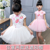 女童连衣裙唐装夏装中大童中国风儿童公主裙表演出服短袖民族礼服