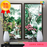 真心意DIY数字油画中国风景竖幅客厅走道装饰手绘数码画高山流水