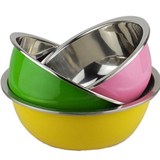 彩色圆形不锈钢盆加厚三件套洗菜盆盆子不锈钢脸盆套装厨房和面盆