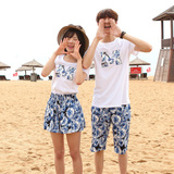 情侣装夏装2016 夏季新款蜜月短袖T恤韩版海边沙滩套装旅游情侣衫