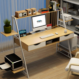 电脑桌台式家用简约现代办公桌带书架抽屉组合简易学习写字台书桌
