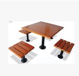 户外休闲椅公园桌椅小区园林庭院组合桌椅子钢结构防腐木实木桌椅