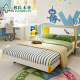 预林氏木业现代儿童床1.2米单人床+床头柜床垫卧室成套LS038BC3