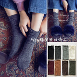 韩国进口春夏季薄款女中筒袜子日系复古堆堆袜高筒袜原宿靴袜女袜
