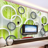 3d墙纸客厅电视背景墙画无缝壁画现代简约竹子大型壁画壁纸圆圈树