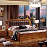 热卖现代中式实木床双人床气动储物大床高箱离地收纳婚床卧室家具