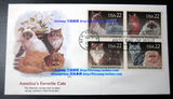 美国1988年邮票设计家说明水印首日封 美国猫 宠物 波斯猫 暹罗猫