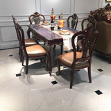 定制欧式长餐桌椅组合美式古典进口橡木实木 高档新古典真皮现货