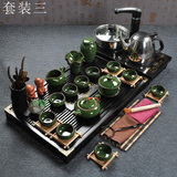 整套冰裂釉汝窑工夫茶具套装特价组合四合一电磁炉茶盘抽屉式茶台