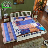 名琢家具  韩式大床带护栏 白色实木床1.8米双人床儿童床 复古床