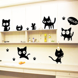 温馨卧室装饰墙纸贴画可爱时尚宿舍墙壁贴纸创意猫咪可移除墙贴纸