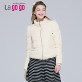 Lagogo/拉谷谷冬季新款白色轻薄羽绒服女短款修身 EDF433G326