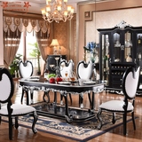 欧式全实木餐桌椅组合 纯实木橡木餐桌饭桌小户型餐台黑色餐桌