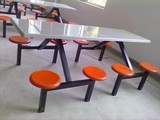 热销员工食堂餐桌椅 八人位学生食堂餐桌 户外连体长方形桌椅组合