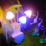 光控梦幻蘑菇小夜灯 插电 LED七彩灯 创意卧室床头喂奶婴儿台灯
