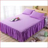 小贝纯色床裙单件特价床罩1.8m床儿童磨毛枚红色蓝色紫色单人双人